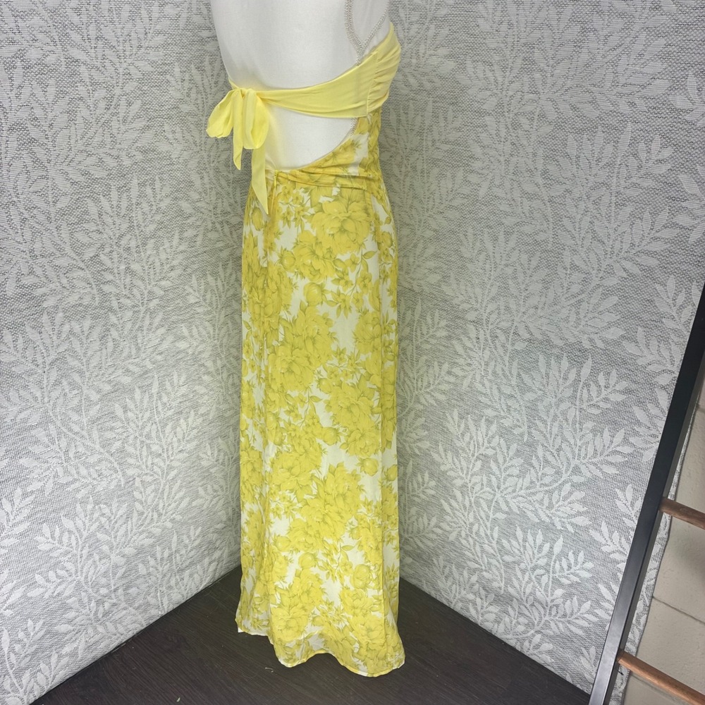 Peppermayo Tropicana Maxi Dress Size 4 Yellow Floral Cutout Strapless NWT Euro - Picture 10 of 12